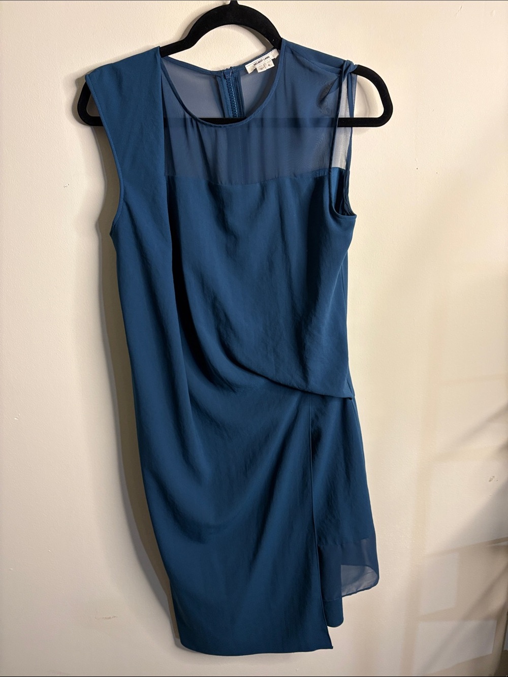 Helmut Lang Teal One-Shoulder Sheath Dress